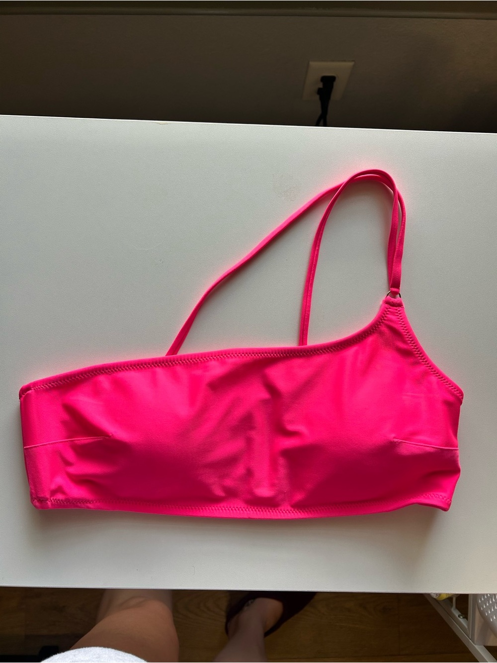 aerie One-Shoulder Bikini Top in Neon Pink
